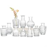 Glass Bud Vases Set of 10 Clear Glass Vase for Flowers Mini Vintage Bottle Vases for Floral Arrangements Decorative Small Vases in Bulk for Wedding Centerpieces Table Decoration Home Table Party