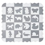 Juskys Tapis-Puzzle pour Enfants Timon 36 pièces avec 16 Animaux en Noir et Gris – Puzzle antidérapant et effaçable dès 10 Mois – Mousse EVA – Tapis de Jeu