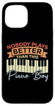 Coque pour iPhone 15 Piano Claviers Pianiste Kid