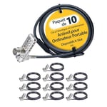 StarTech.com 10-Pack Dual-Access Laptop Lock, 6.5ft (2m) Keyed Alike and Combination Security Cable Lock for K-Slot Devices