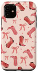 iPhone 11 Pink Cowboy Boots and Bows, Pastel Pink, Peach and Hot Pink Case