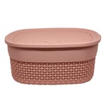 Small Plastic Basket with Lid & Handles Pink Shelf Storage Box 4L Bathroom Home