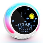 NEUTYPECHIC Reveil Enfant Educatif Jour Nuit, Bluetooth Snooze Reveil Pedagogique Bruit Blanc, Reveil Lumineux Enfant 5 Niveaux de Luminosité 11 Couleurs, Reveil Veilleuse Enfant avec Haut Parleur