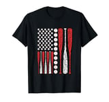 Baseball Bat American Flag Fans Players Men Women Kids T-Shirt