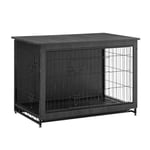 Feandrea Cage pour Chiens, Table d’Appoint, Niche Moderne pour Chiens Jusqu’à 32 kg, Cage pour Chiots, Plateau Amovible, Maisonnette pour Animaux, 2 Portes, Noir d'encre PFC003B01