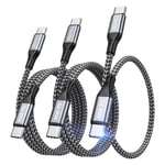 Câble Usb C Vers Usb C[0.3M+1M+2M/Lot De 3]60W Cable Usb C Charge Rapide Nylon Tressé Pd Câble Usb Type C Compatible Avec Samsung Galaxy S23 S22 S21 S20 S10,Pad Pro,Huawei,Google Pixel 7