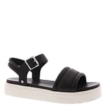 UGG Women's Zayne Ankle Strap Sandal, Black Leather, 6 UK