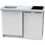 Cuisinette complète L120cm avec évier inox 18/10 domino vitrocéramique Moderna