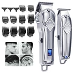 Cordless Hair Clippers+ T-Blade Trimmer Kit Beard Shaver Barber Grooming For Men