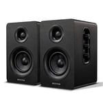 Sanyun SW208 3" Active Bluetooth 5.0 Bookshelf Speakers - 60W Carbon Fiber Speaker Unit - Built-in 24bit DAC - Dynamic 3D Surround Sound - 2.0 Computer PC Monitor Gaming Speakers (Pair, Black)