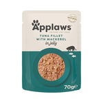 Applaws Natural Adult Wet Cat Food, Tuna Fillet with Mackerel in Jelly 70 g Pouch (Pack of 16)