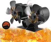 Ventilateur de cheminée, 10 feuilles, sans électricité, silencieux avec thermomètre, ventilateur alimenté par la chaleur, parfait pour les grandes pièces, pour bois / brûleur à bois / cheminée