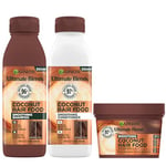 Garnier Nourishing and Smoothing Hair Food Coconut and Macadamia 3 in 1 Hair mask set For Frizzy Hair