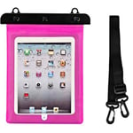 Étui pour tablette en PVC imperméable avec sangle extérieure réglable - rose