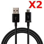 2X Câble Micro USB Synchro & Charge Blanc pour Samsung J3 / J5 / J7 2015/2016/2017 Noir PACK X2 Couleur :