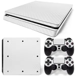 Kit De Autocollants Skin Decal Pour Console De Jeu Mince Ps4 En Fibre De Carbone En Fibre De Carbone, Fibre De Carbone Blanche T1