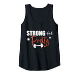 Womens Funny Gym Quotes For Ladies Strong And Pretty Workout Tank Top