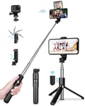 TVACHE Bluetooth Selfie Stick Tripod,Mini Extendable 4 in 1 Aluminum Selfie Stick with Wireless Remote for iPhone 12/11 Pro Max/XS/XR/X/8/7/6/6s,Samsung S20/S10/S9,Huawei;Stand Holder for Gopro Camera