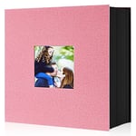 Lanpn Album Photo 10x15 1000 Pochette, Grand Geant Format Lin Tissu Album pour Horizontal Vertical Photos (Rose)