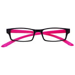 OPULIZE Reading Glasses Black Neon Pink Neck Specs Readers Womens Ladies Spring Hinges R20-4 +1.50