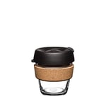 KeepCup Reusable Coffee Cup - Brew Tempered Glass and Natural Cork, XS 6oz/177ml - Black