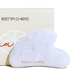 Rena Chris Gua Sha Stone, 100% Natural White Jade Gua Sha Stone, Face Guasha Tool for Jawline Sculpting and Puffiness Reducing, Gua Sha Massage Tool Suitable for Daily Skin Care Routine (White Jade)