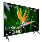 Cecotec Smart TV - TV LED 32 Pouces Résolution HD - Série A4 ALH40032S. Google TV OS, Dolby Audio, HDR10, 16 Go ROM, Bluetooth, Google Voice Assitant et Chromecast