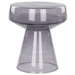 Table Appoint Design Moderne Forme Ovale en Verre Transparent Gris Laguna