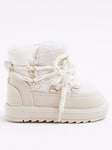 River Island Mini Girls Hiker Boots - Cream, Cream, Size 3 Younger