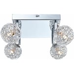 Plafonnier boules chrome lampe de salon plafonnier LED tressé lampe de couloir orientable, métal, 4x 3W 4x 280lm blanc chaud, LxPxH 25x20x15 cm