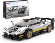 CMJ RC Cars Officially Licensed 1:28 Scale Pagani Zonda R Bricks Model Building Kit – 387 Piece Pagani Zonda R Vehicle Collectible Construction Blocks Set Gift for Kids Adults (White)