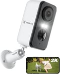 2K Camera Surveillance WiFi Exterieure sans Fil Batterie, Caméra de Surveillance Extérieur/Intérieur avec AI/PIR Détection Vision Nocturne Couleur Cloud/TF Stockage Audio Bidirectionnel