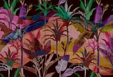 A.S. Création Papier peint photo moderne motif palmiers jungle forêt tropicale multicolore rouge – Palmyre 1 Papier peint mural non tissé Décoration murale – 4 x 2,70 m XXL Décoration murale pour