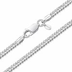 Amberta® Bijoux - Collier - Chaîne Argent 925/1000 - Maille Losange Gourmette - Largeur 2 mm - Longueur 40 45 50 55 cm (55cm)