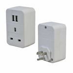 UK To US USA America American Travel Adapter Power Single Plug With 2 USB Ports