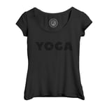 T-Shirt Femme Col Echancré Yoga Lettres Postures Meditation Asanas Bien Etre