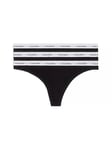 Calvin Klein Women Pack of 3 Thong Modern Logo Tanga, Black (Black/Black/Black), L