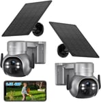 2,5K 4Mp Caméra Surveillance Wifi Extérieur Sans Fil,2560 X 1440P Caméra Ip Ptz Sur Batterie Et Panneau Solaire,Détection Humaine P