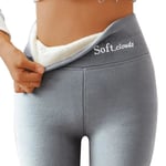 Dam Vinter Sherpa Fleece Fodrade Leggings Thermal Warm Byxor Stretchy Tjock Mjuk Light Gray 5XL