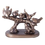 HUHAA Oiseau Moderne sur Branche Figurine Ornement Six Oiseaux en Bronze Statue Miniature Artisanat Maison Salon décor Accessoires Cadeau créatif