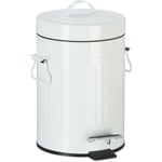 Poubelle à pédale vintage, Poubelle à déchets pour la cuisine ou la salle de bain, en métal, Blanc, 3 litres - Relaxdays