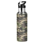 xigua Sports Water Bottle, Double-Wall Vacuum Insulated Stainless Steel Water Bottle with Wide Handle, for Fitness Outdoor Enthusiasts - 600ml - (Camouflage)