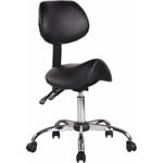 Tabouret de travail avec assise en forme de selle cheval ajustable et pivotant pvc noir TABO10074