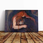 Big Box Art Canvas Print Wall Art Edvard Munch The Vampire | Mounted and Stretched Box Frame Picture | Home Decor for Kitchen, Living, Dining Room, Bedroom, Hallway, Multi-Colour, 20x14 Inch