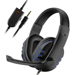 Casque de jeu filaire Casque Gamer avec microphone pour ordinateur portable PS4 PS5 Play Station 4 5 Nintendo Switch Tablet-Bleu