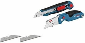 Bosch Professional set de 2 outils de coupe (couteau pliant universel et cutter professionnel, lames de rechange, sous blister)