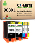 903xL -5 Cartouches d'encre Compatibles avec HP 903 xL - Cartouche 903 pour HP Officejet Series Officejet Pro - 2 Noir + 1 Cyan + 1 Magenta + 1 Jaune