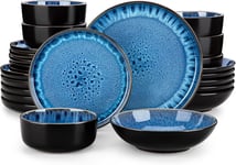 vancasso Dinner Set, Reactive Glaze Sets for 6 24-Piece 6, Blue 