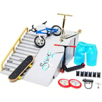 9-delad skatepark-kit fingerboard, mini finger skateboard och ramp