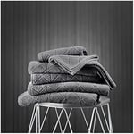 GC GAVENO CAVAILIA Lot de 2 Serviettes de Bain absorbantes de Luxe en Coton égyptien Super Doux 600 g/m² avec Triangle géométrique, Anthracite, 70 x 120 cm